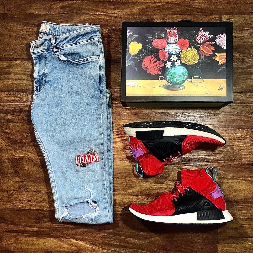 Topman x Hermès Spray On Skinny Bleach Wash Jeans - Picture 6 of 8